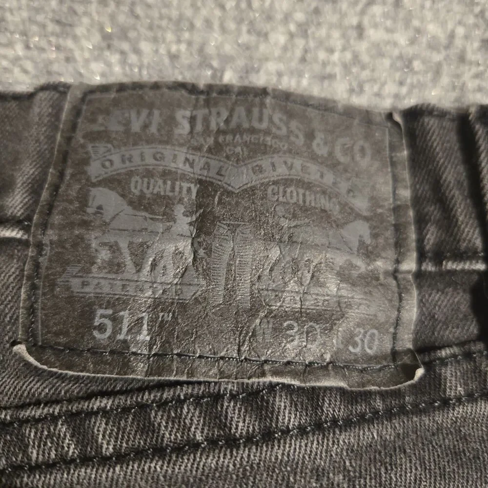 Levis 511 Jeans Mens 30x30 Black Slim Straight Denim Dark Wash Casual 5 Pocket